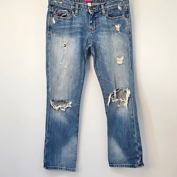 VTG Abercrombie & Fitch Pink Label Distressed Grunge Biker 5-pocket Jeans Sz:2 - Picture 7 of 12